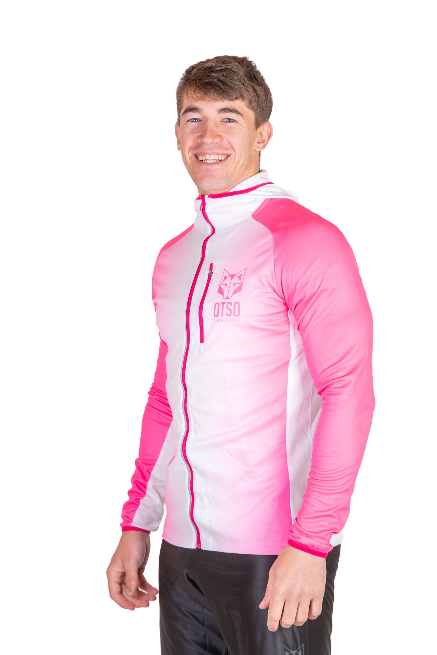 Unisex sport hoodie - Fluo Pink & White