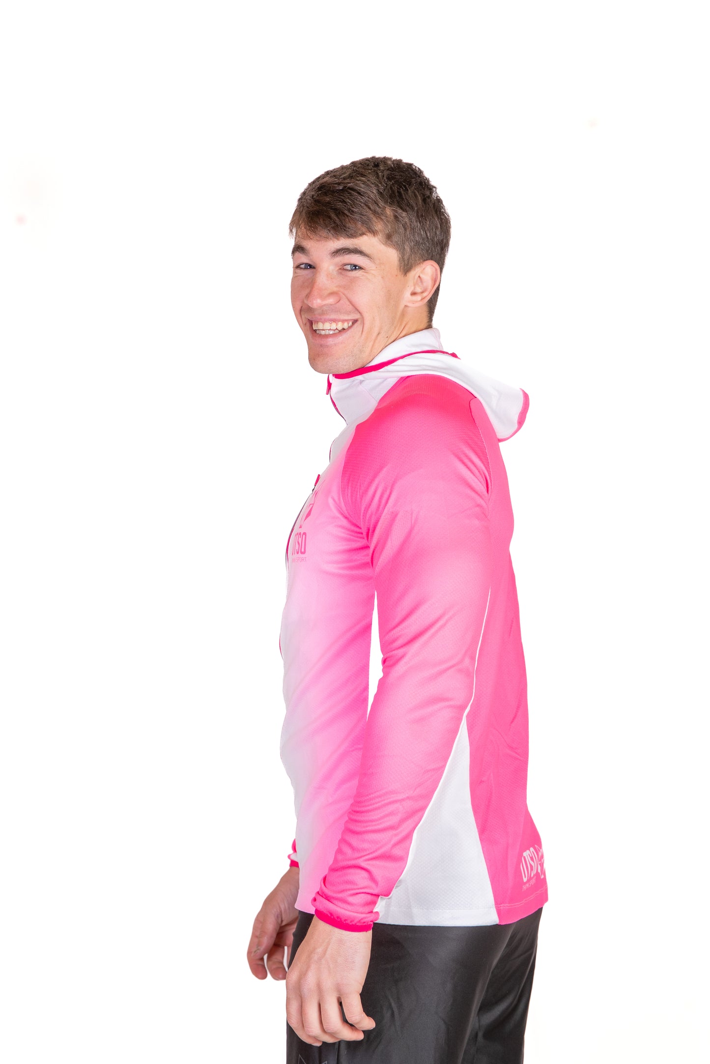 Unisex sport hoodie - Fluo Pink & White