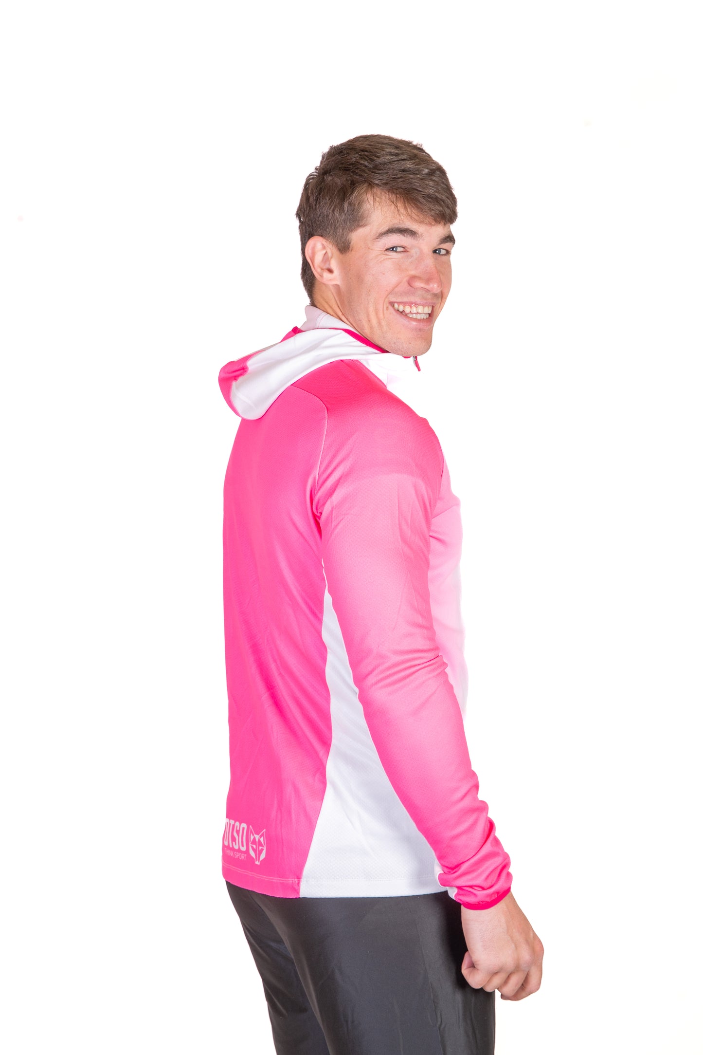 Unisex sport hoodie - Fluo Pink & White