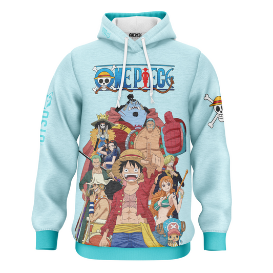 Felpa - One piece fishman straw hat crew turquoise