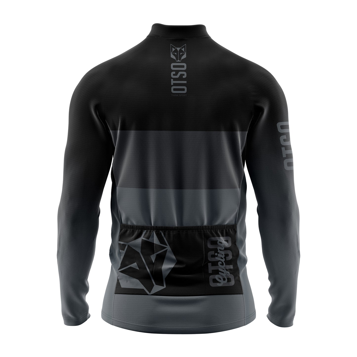 Camisola de ciclismo de manga comprida de inverno para homem -  Black