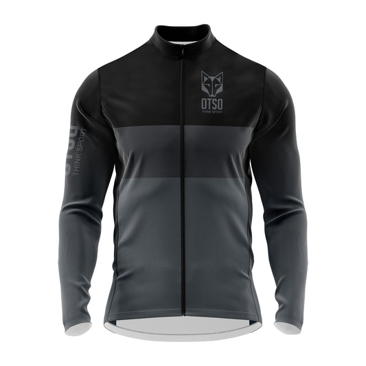 Camisola de ciclismo de manga comprida de inverno para homem -  Black