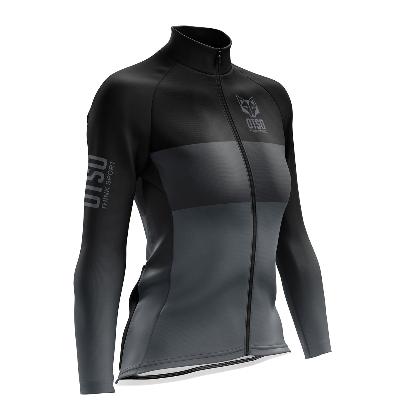 Camisola de ciclismo de manga comprida de inverno para mulher -  Black