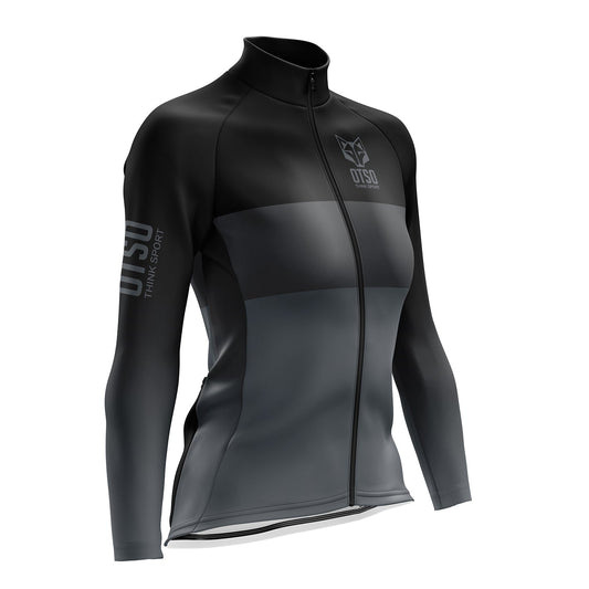 Maillot cycliste hiver manches longues femme -  Black