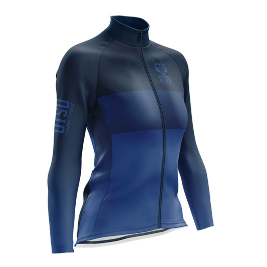 Women's winter long sleeve cycling jersey - Midnightblue