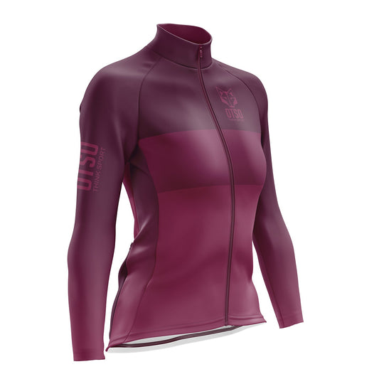 Women's winter long sleeve cycling jersey - Burgundy