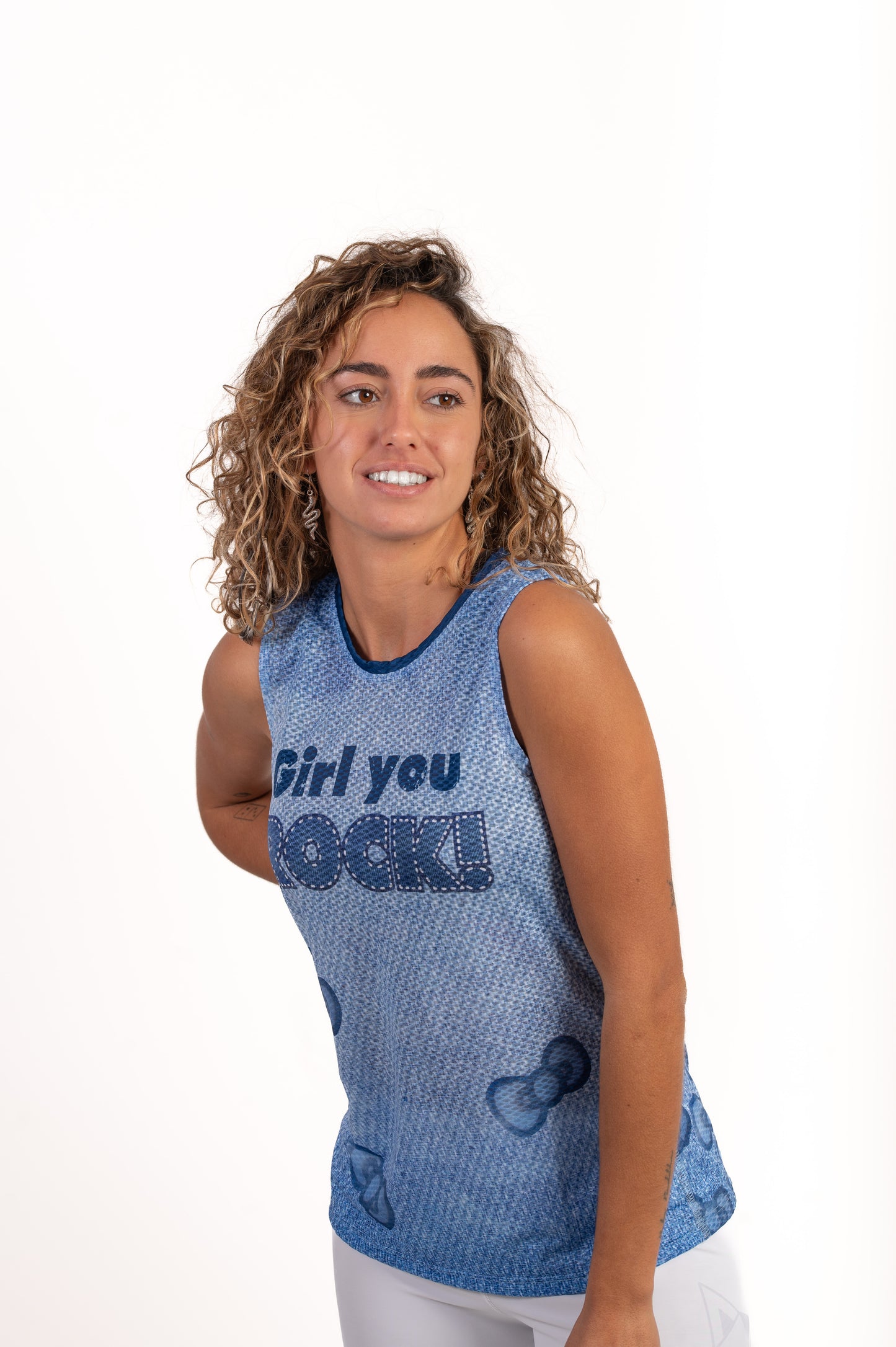 T-shirt sans manches fille et femme - Hello Kitty Denim