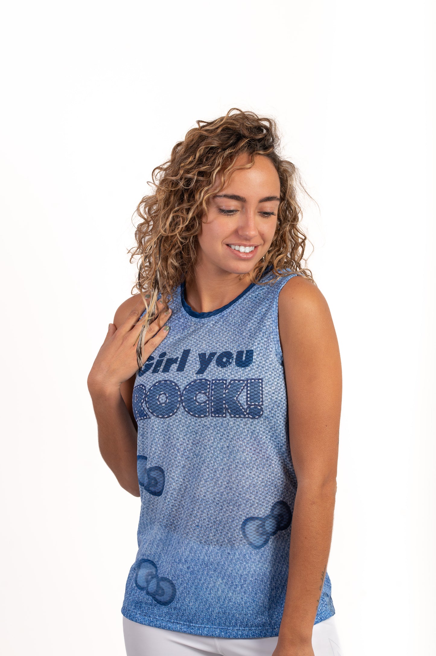 T-shirt sans manches fille et femme - Hello Kitty Denim