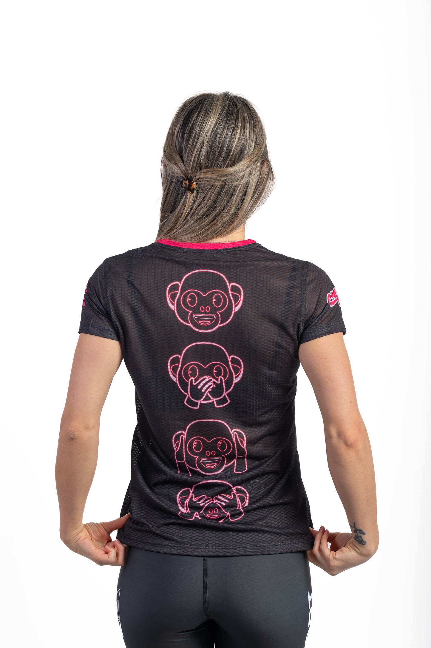 Camiseta manga curta feminina - Emoji Monkey Neon
