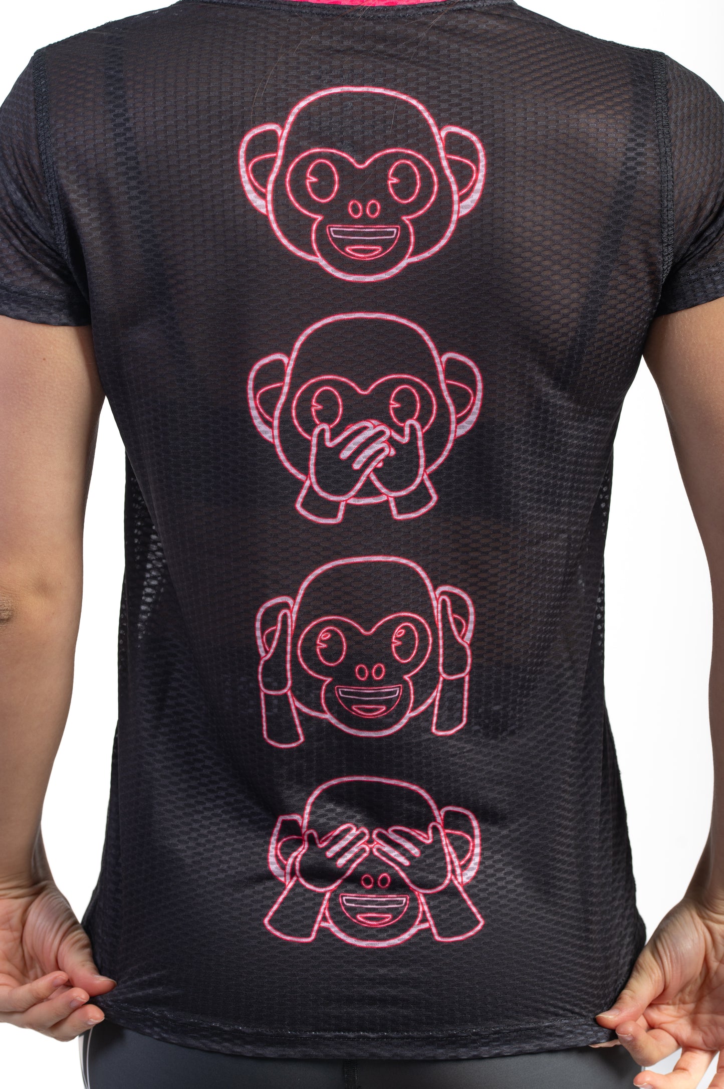 Camiseta manga curta feminina - Emoji Monkey Neon