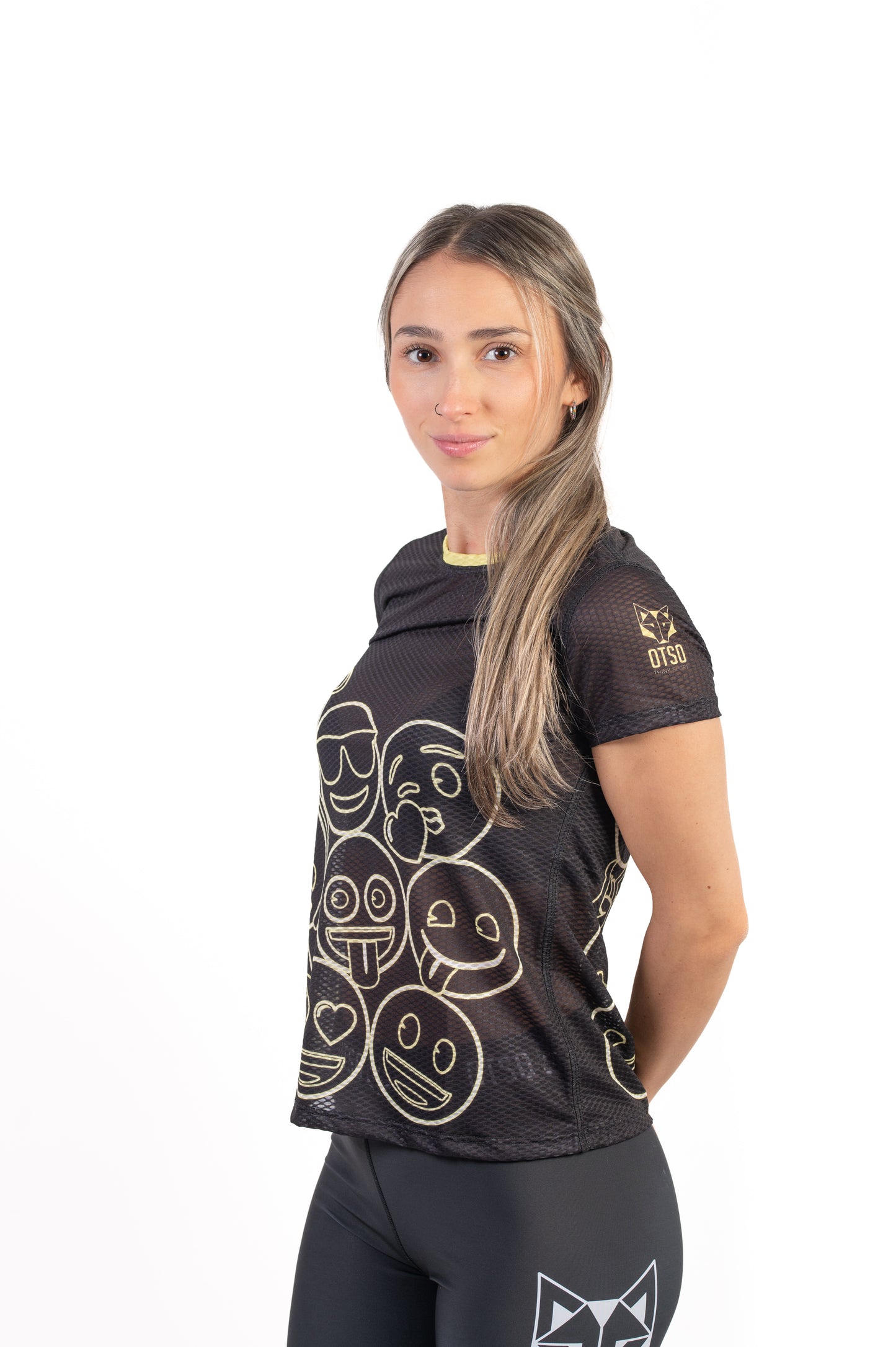 Camiseta manga curta feminina - Emoji Neon Faces