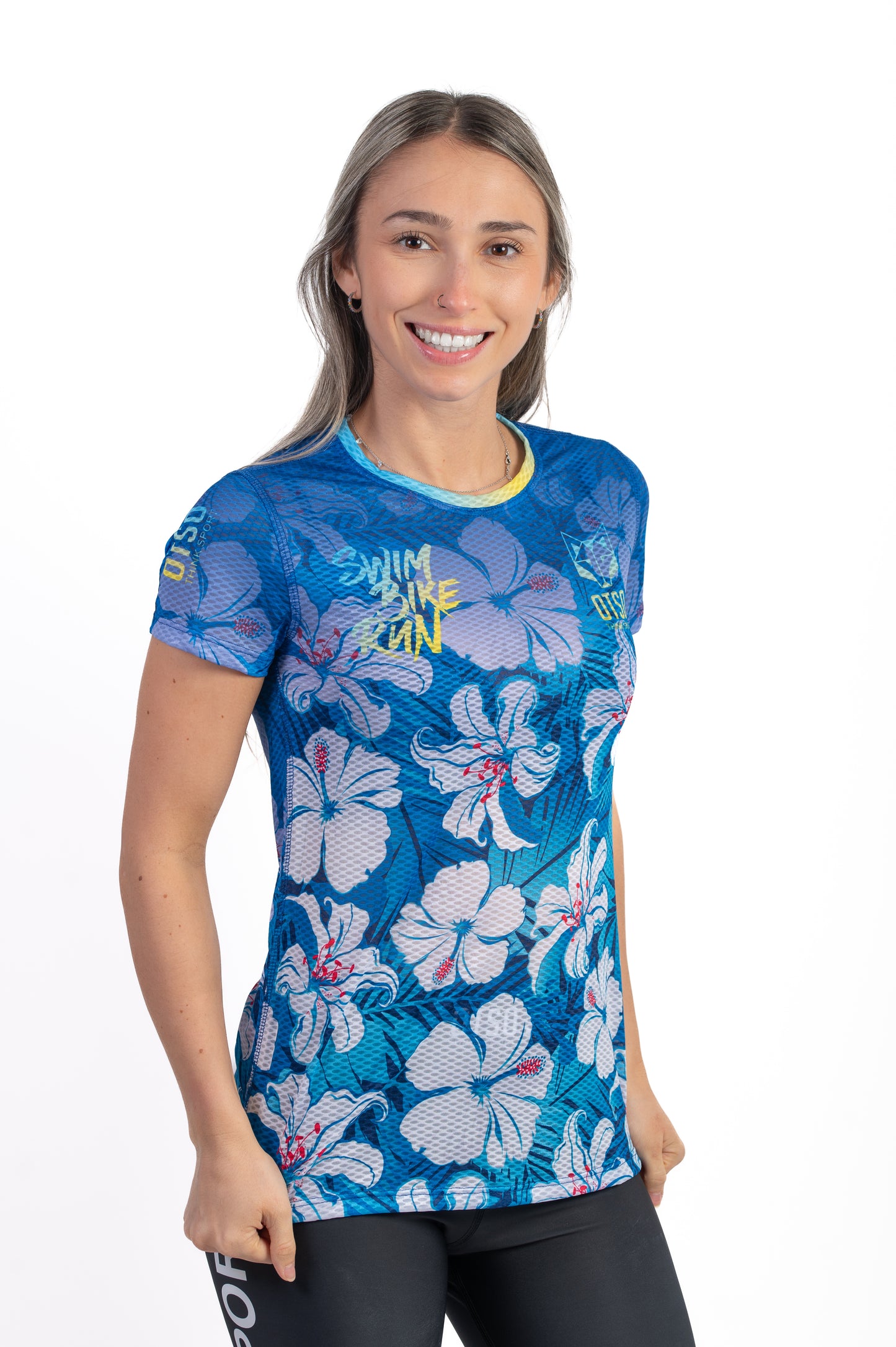 Camiseta manga corta mujer - Swim Bike Run Flower