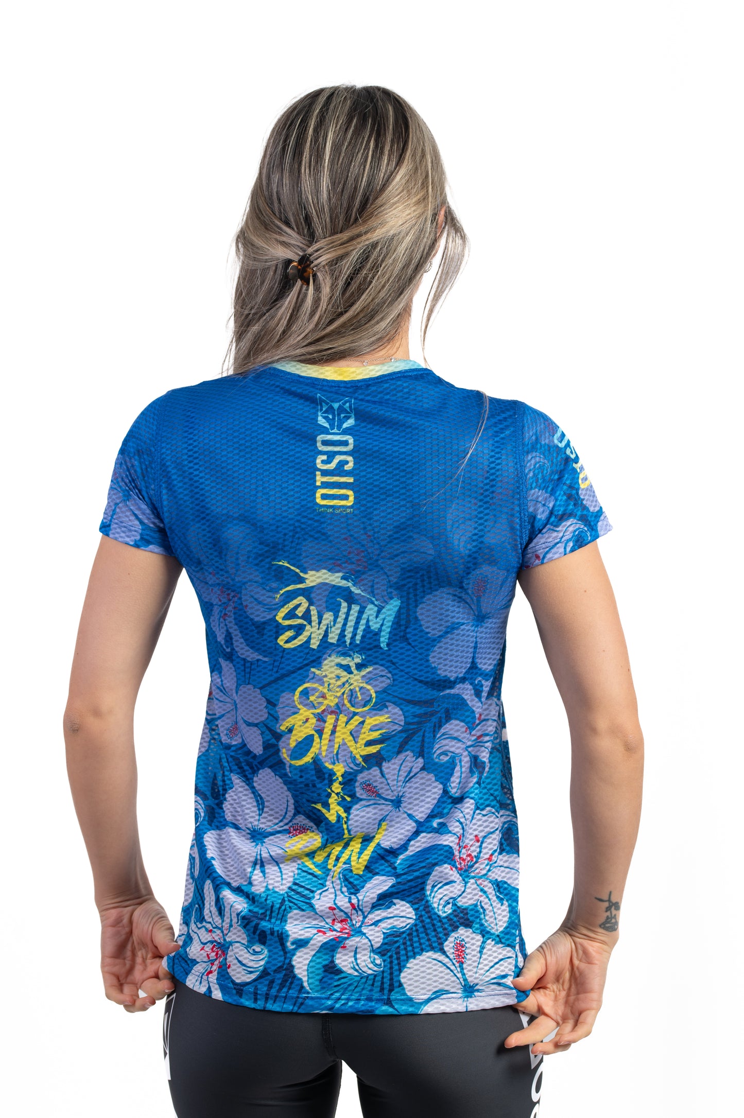 Camiseta manga corta mujer - Swim Bike Run Flower