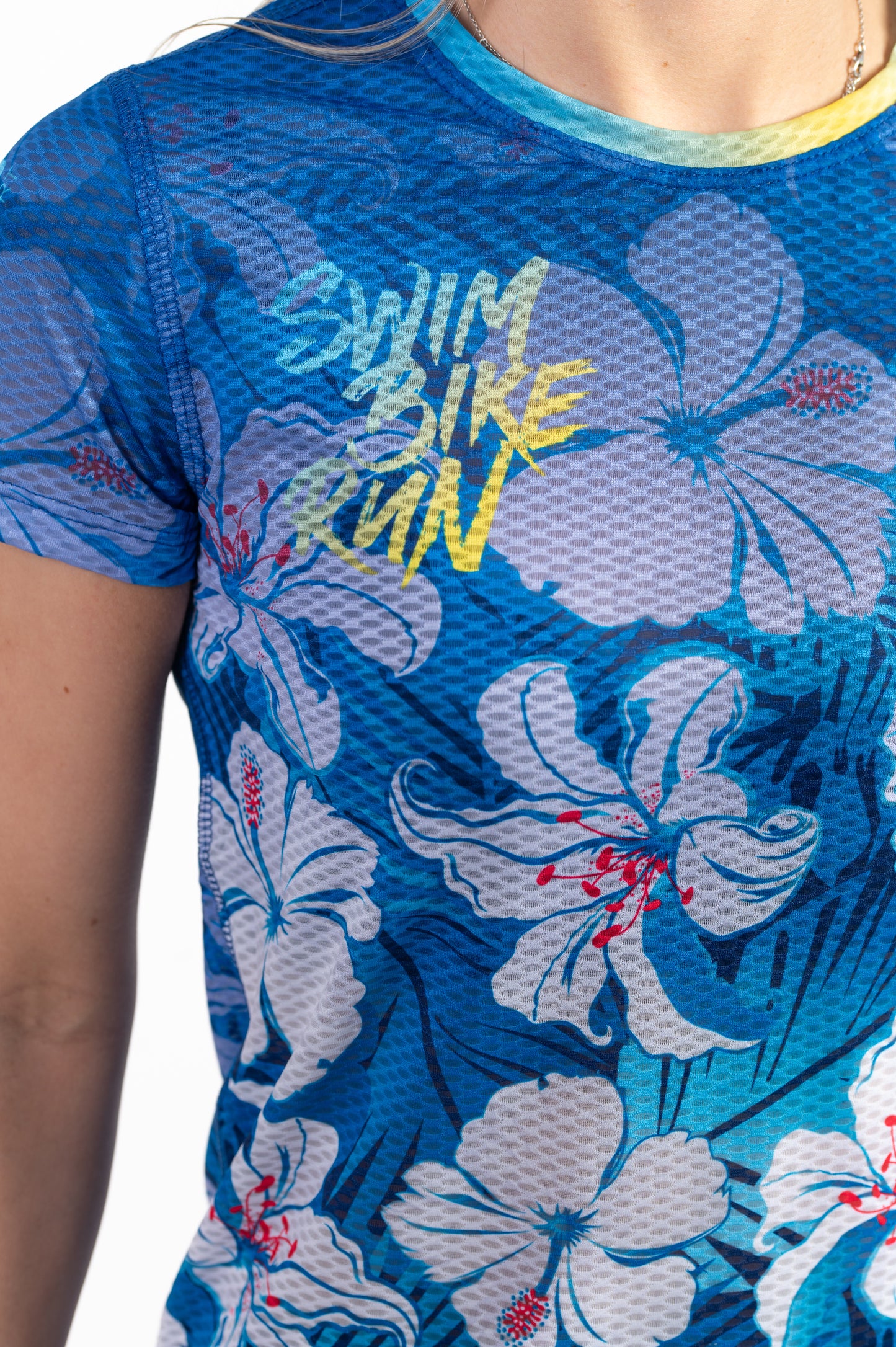 Camiseta manga corta mujer - Swim Bike Run Flower