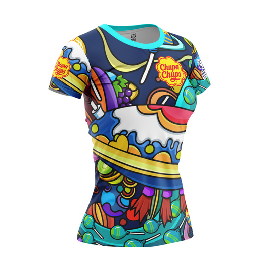 Camiseta feminina de manga curta Chupa Chups Space
