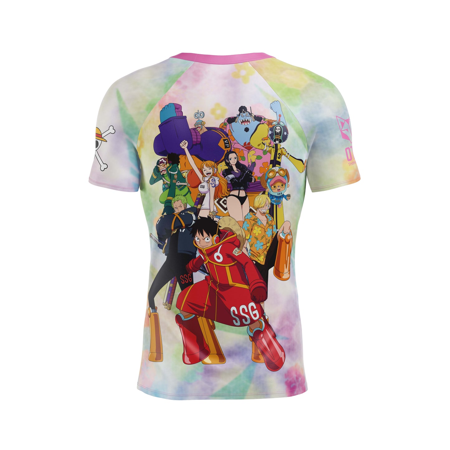 Camiseta manga corta hombre - One piece egghead luffy and the crew pink