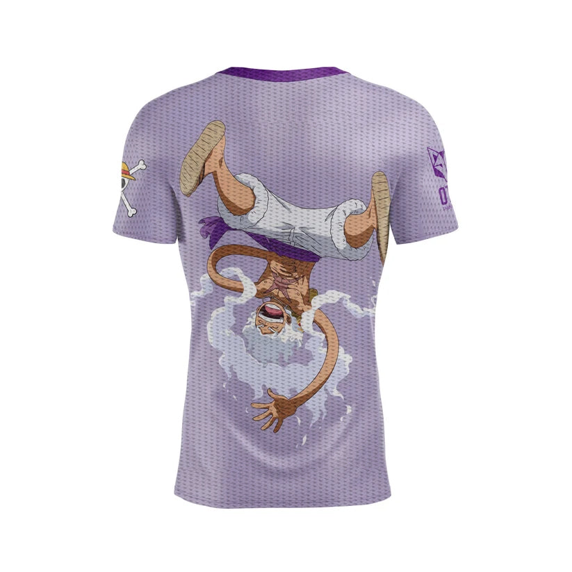 T-shirt de manga curta para homem - One piece egghead luffy and the crew pink