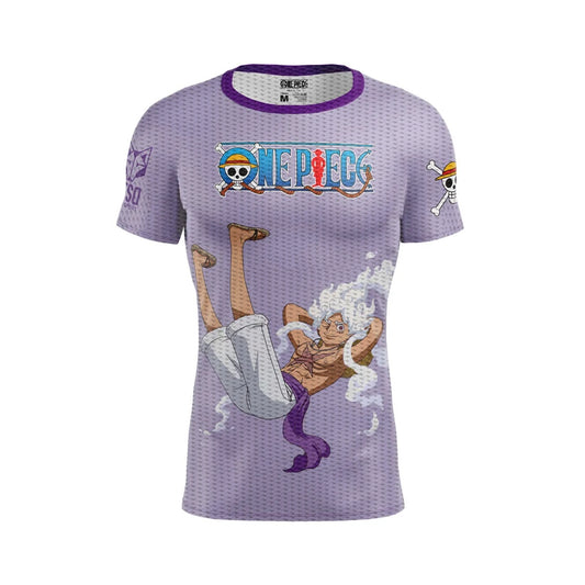 T-shirt de manga curta para homem - One piece egghead luffy and the crew pink