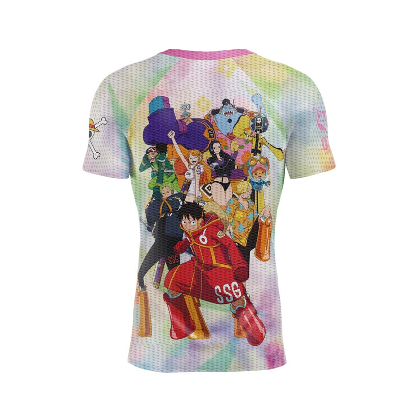 Samarreta màniga curta home - One piece egghead luffy and the crew pink