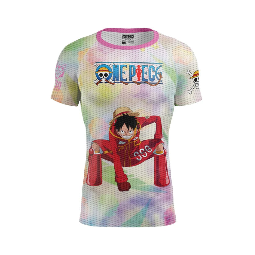 Samarreta màniga curta home - One piece egghead luffy and the crew pink