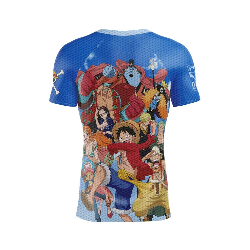 T-shirt manches courtes homme - One piece fishman luffy and the crew blue