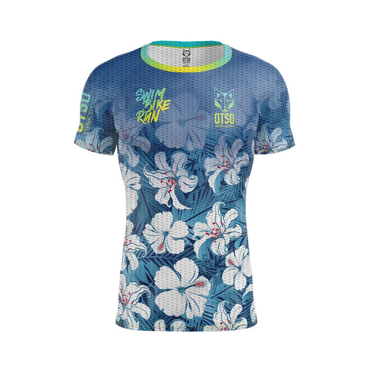 Camiseta manga curta masculina - Swim Bike Run Flower