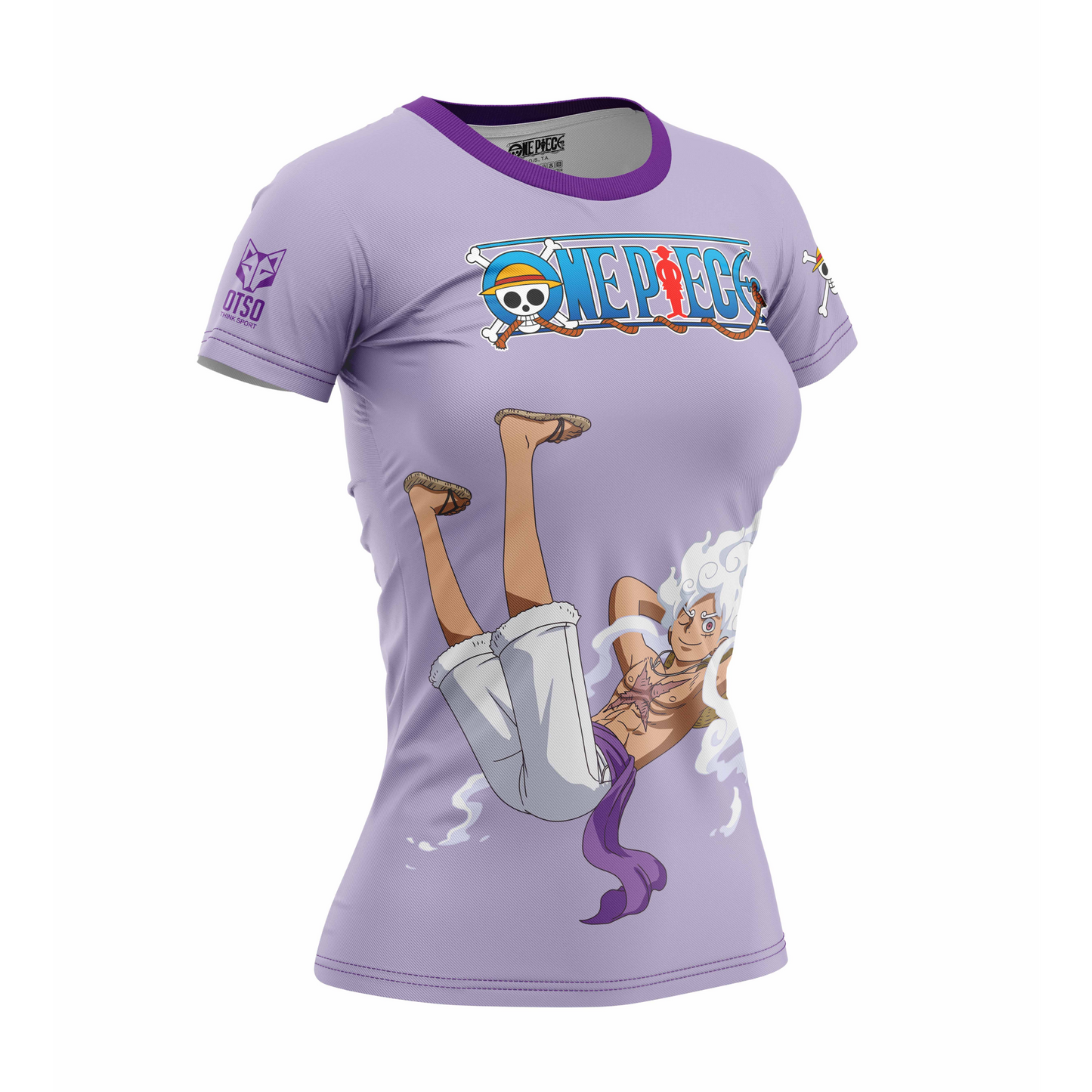 Samarreta màniga curta dona - One piece egghead luffy gear5 purple