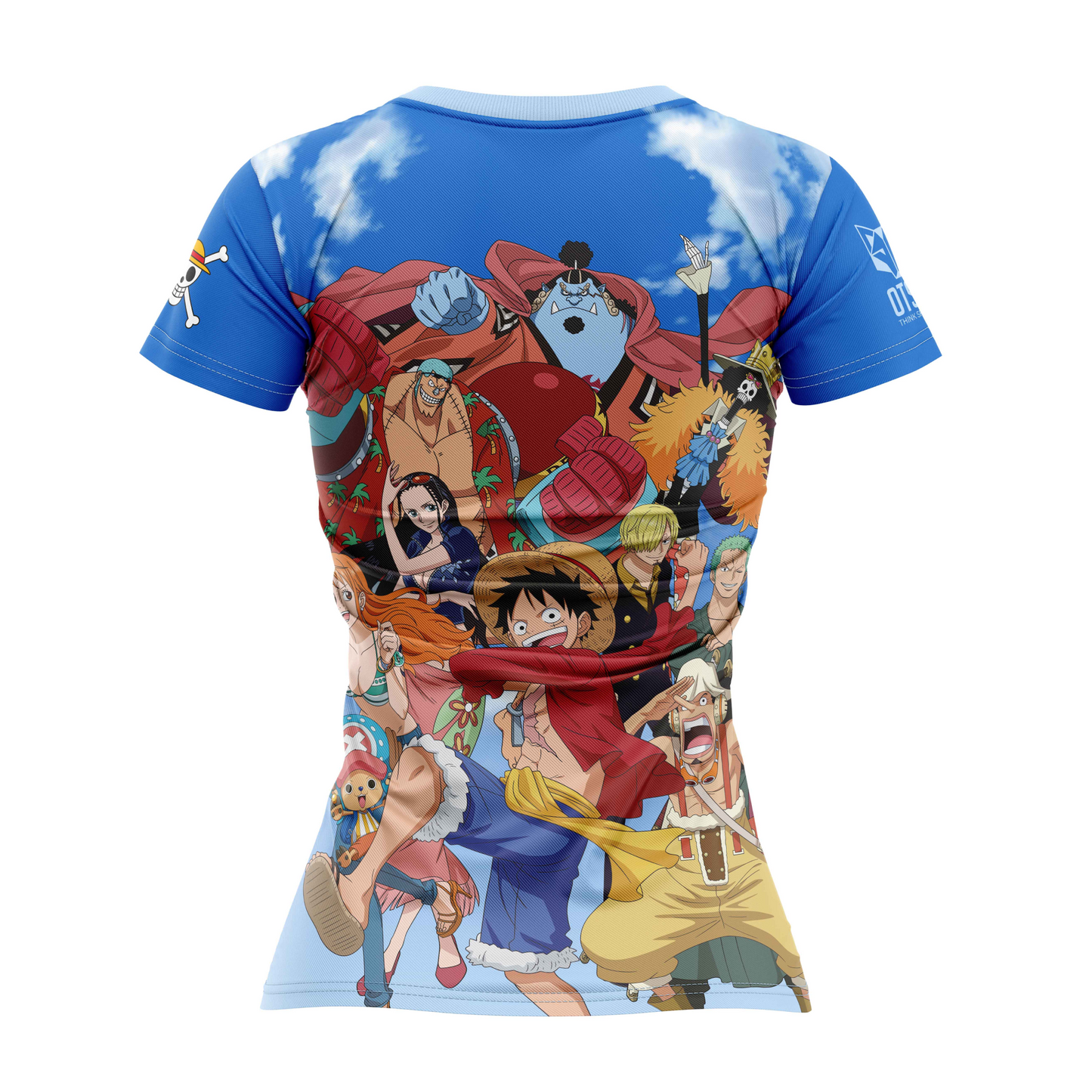 Samarreta màniga curta dona - One piece fishman luffy and the crew blue