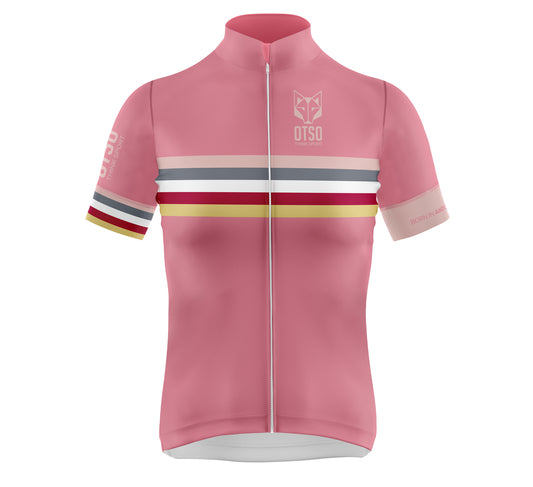 Maillot de ciclismo manga corta mujer - Stripes Coral Pink (Outlet)