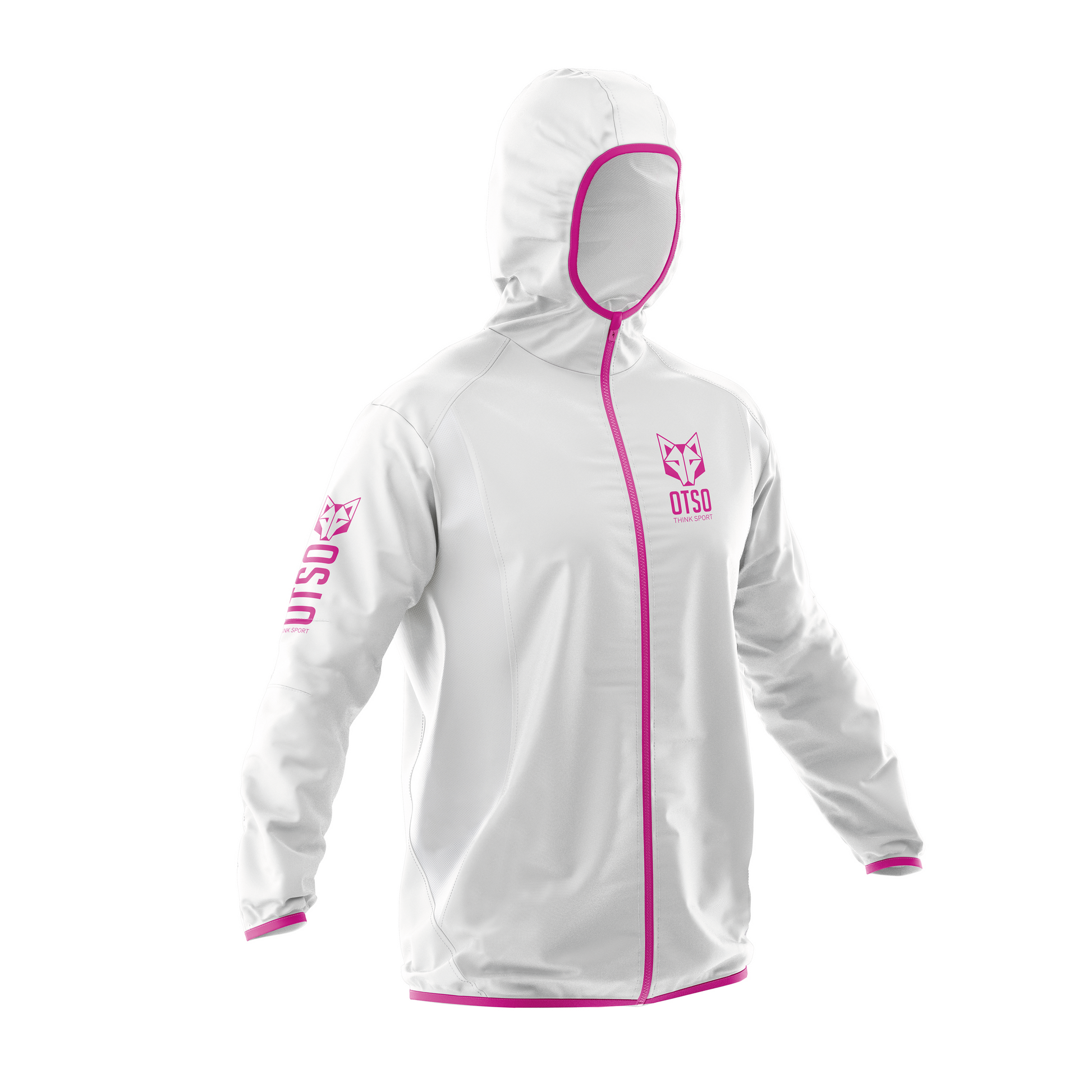 Unisex Waterproof Windbreaker White Fluo Pink OTSO S.L