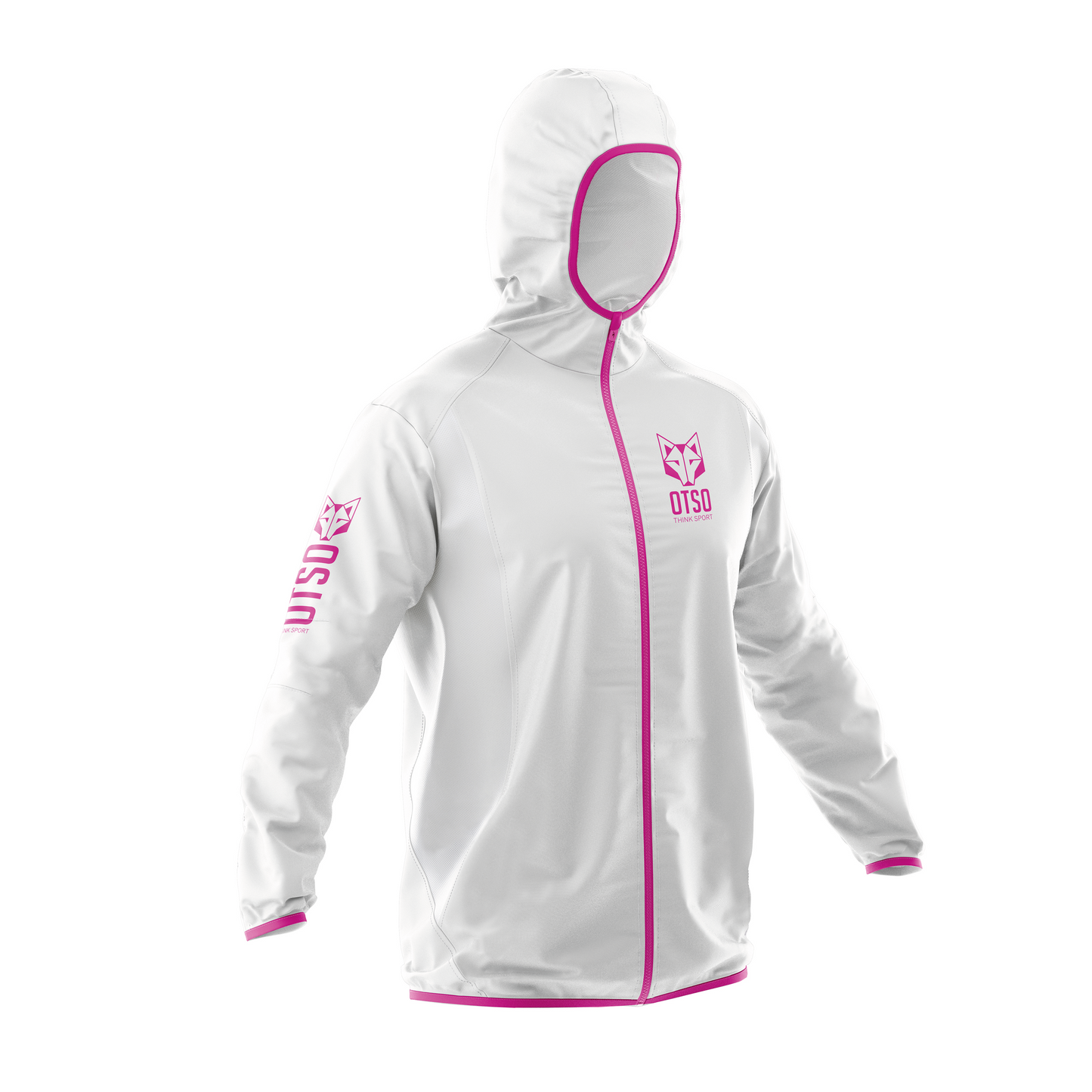 Waterproof jacket - White & Fluo Pink