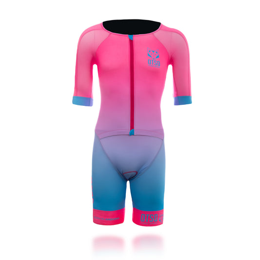 Fato de triatlo masculino - Rosa Fluo e Azul Claro (Outlet)