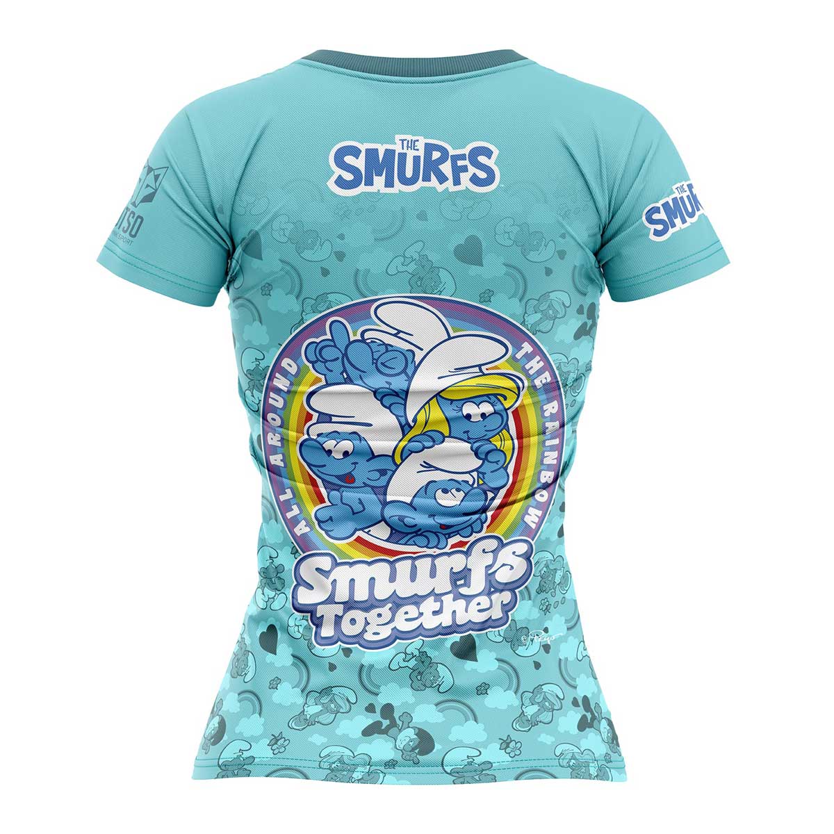 Women's Short Sleeve Shirt Smurfs Rainbow 