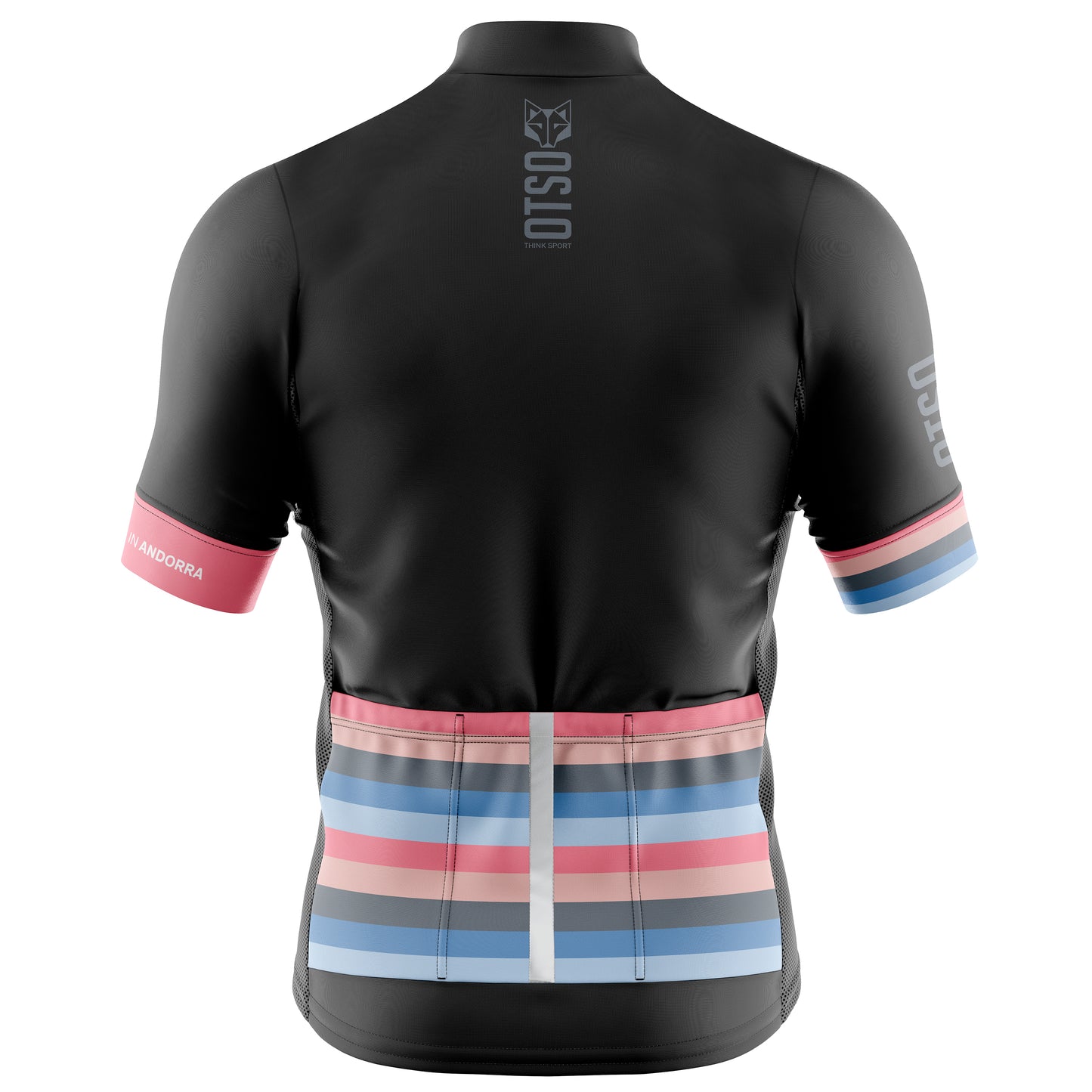 Camisa de ciclismo masculina de manga curta com listras pretas