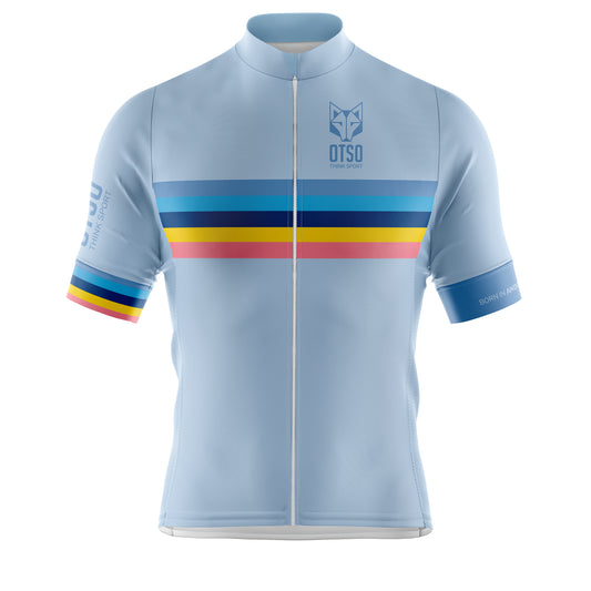 Men's Short Sleeve Cycling Jersey Stripes Turquoise