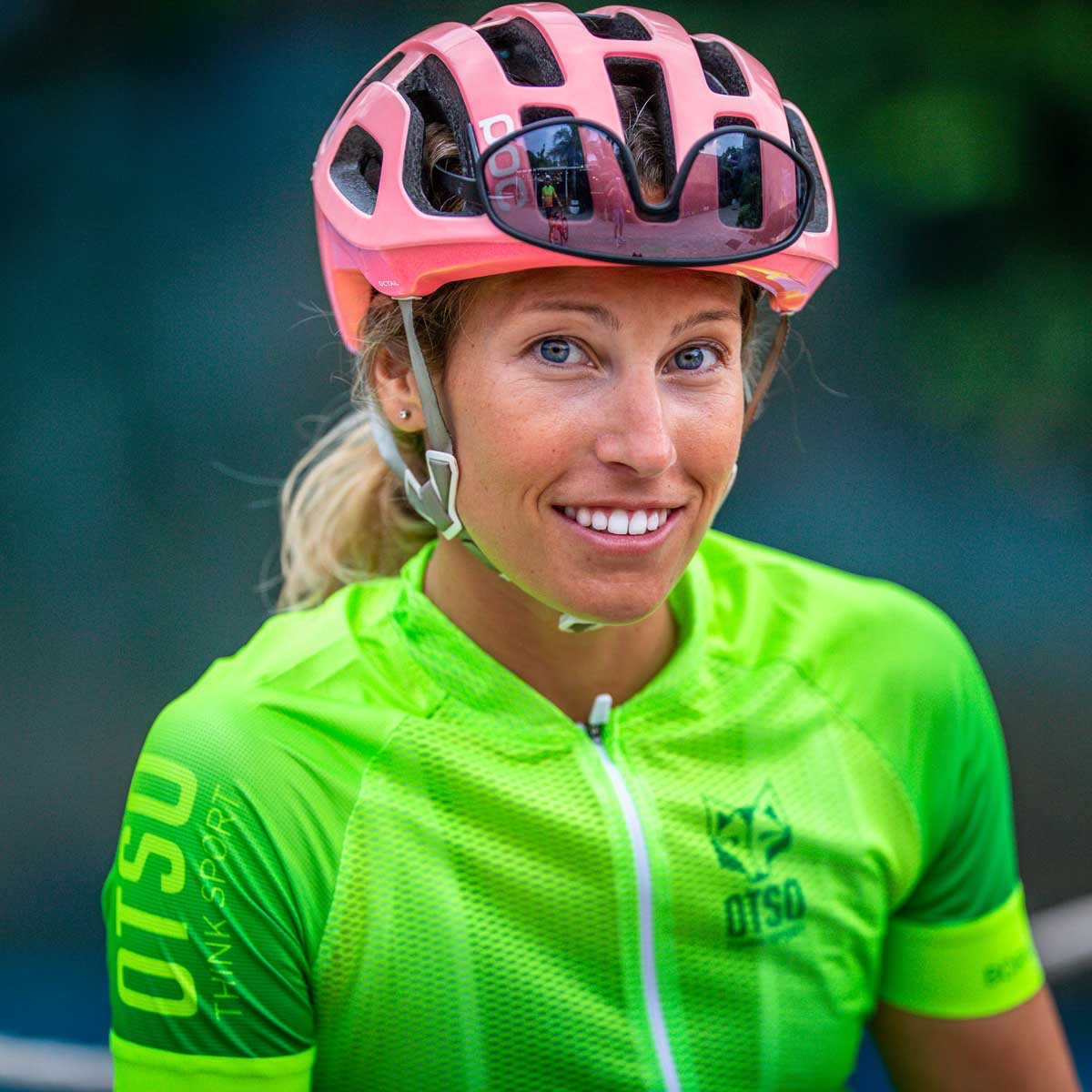 Women's Short Sleeve Cycling Jersey Fluo Green