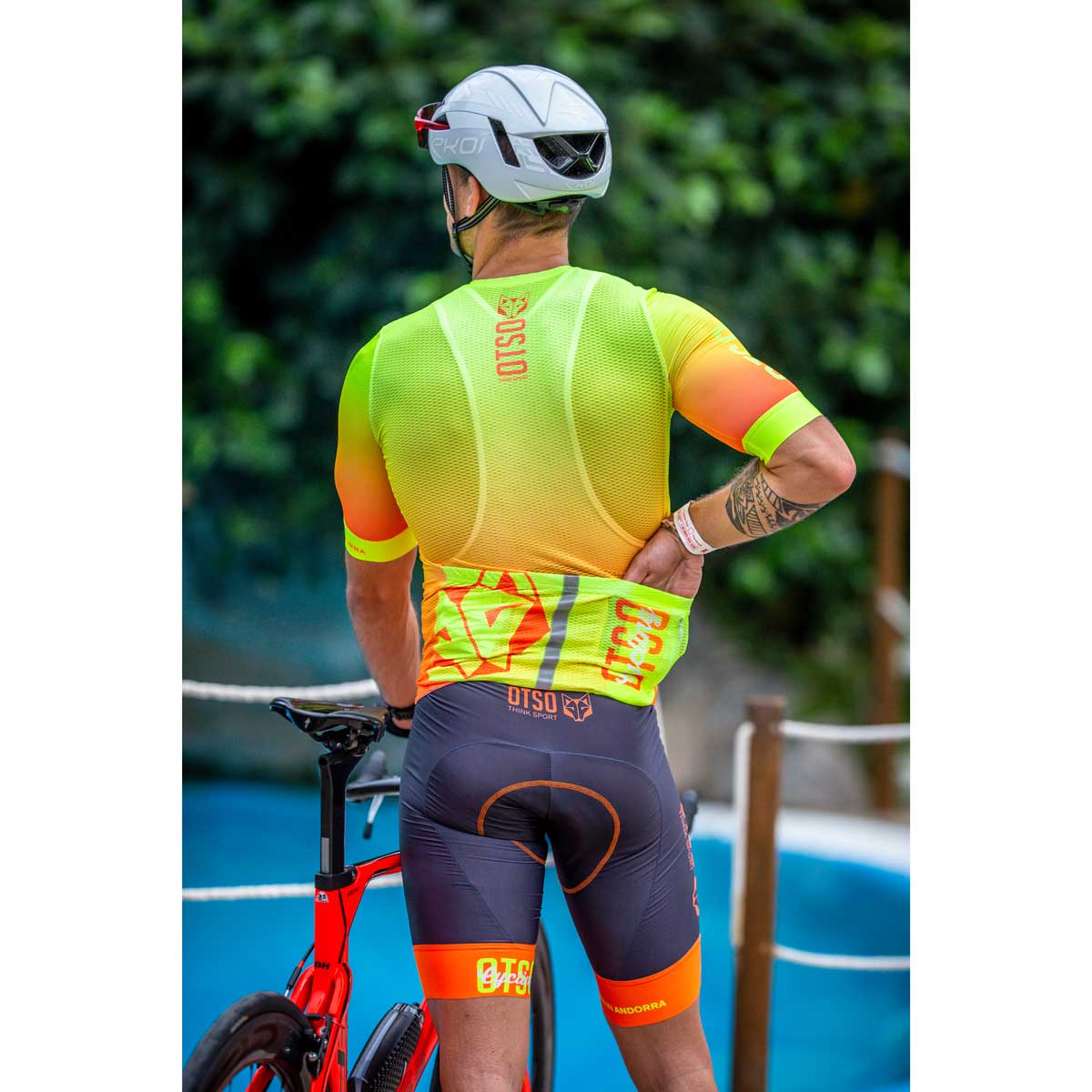 Men s Short Sleeve Cycling Jersey Fluo Orange OTSO