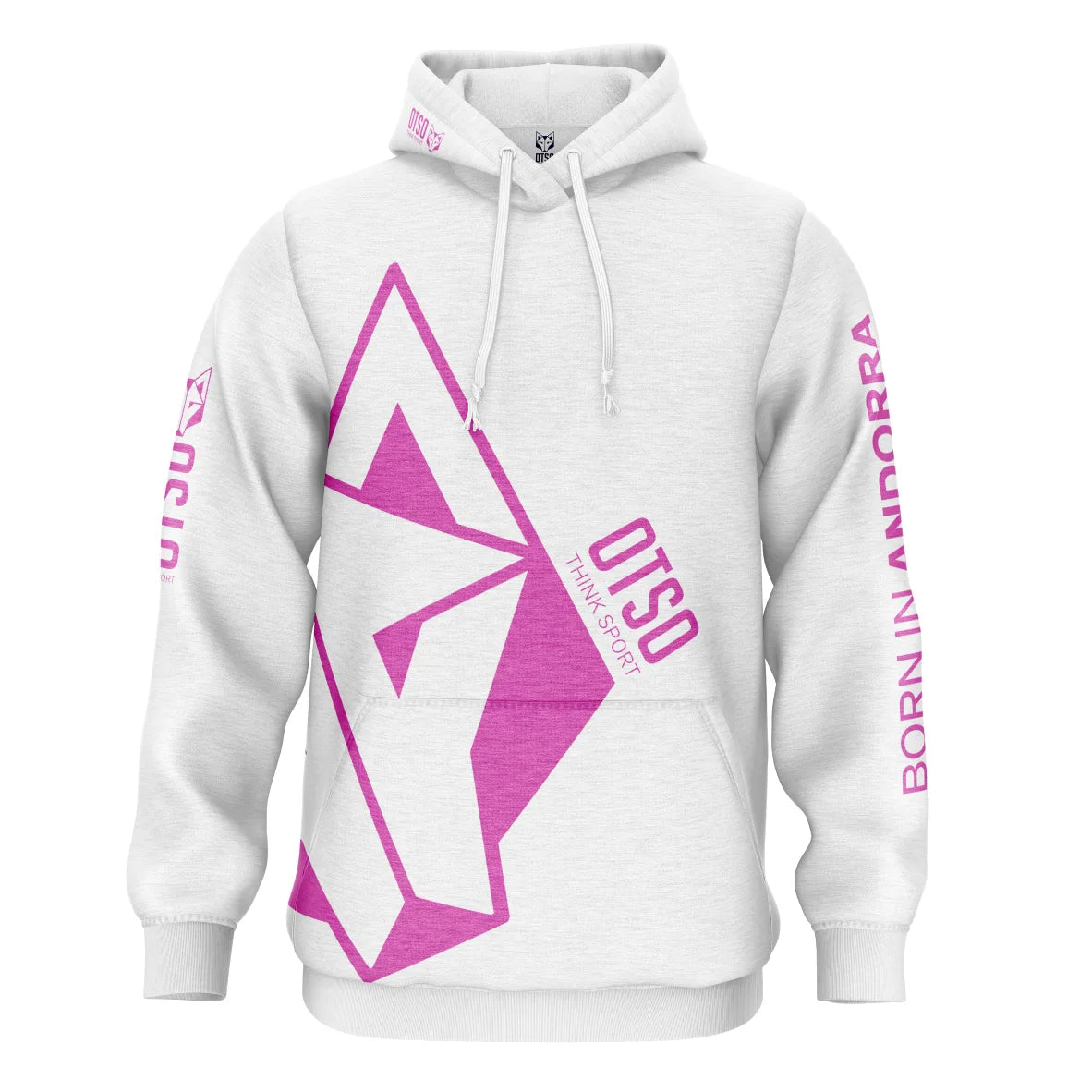 Hoodie - White & Fluo Pink Otso