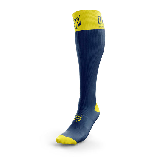 Compression Recovery Socks Navy Blue & Fluo Yellow