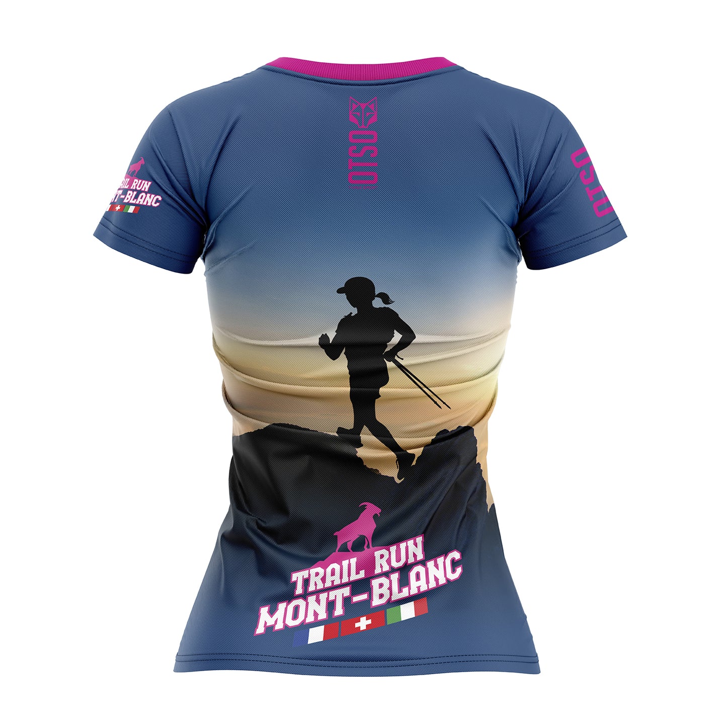 Camiseta feminina de manga curta Trail Run rosa Montblanc (Outlet)
