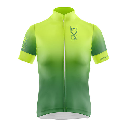 Camisa de ciclismo feminina de manga curta verde Fluo (Outlet)
