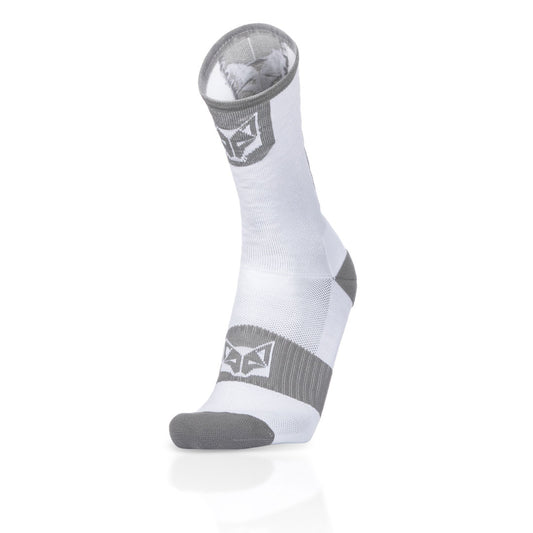 Pure White & Silver Gray High Cut Cycling Socks