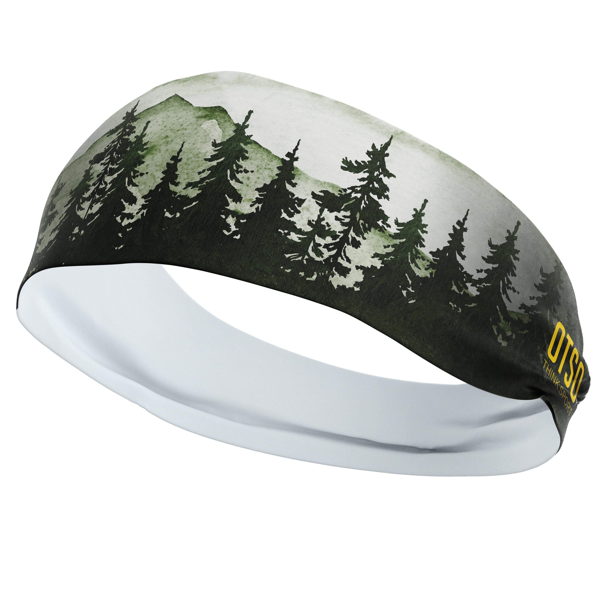 Headband Otso de 12 centímetros de grosor y estampado de árboles de color verde. El producto es unisex y de talla única