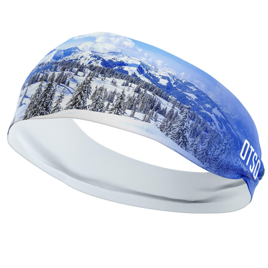 Headband Otso de 12 centímetros de grosor y estampado de árboles nevados. El producto es unisex y de talla única