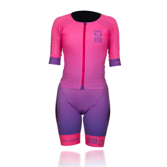 Fato de triatlo feminino Fluo rosa e violeta